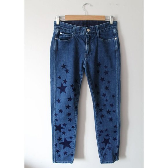 Stella McCartney Blue Velvet Stars Skinny Jean Size 25 - Picture 3 of 11